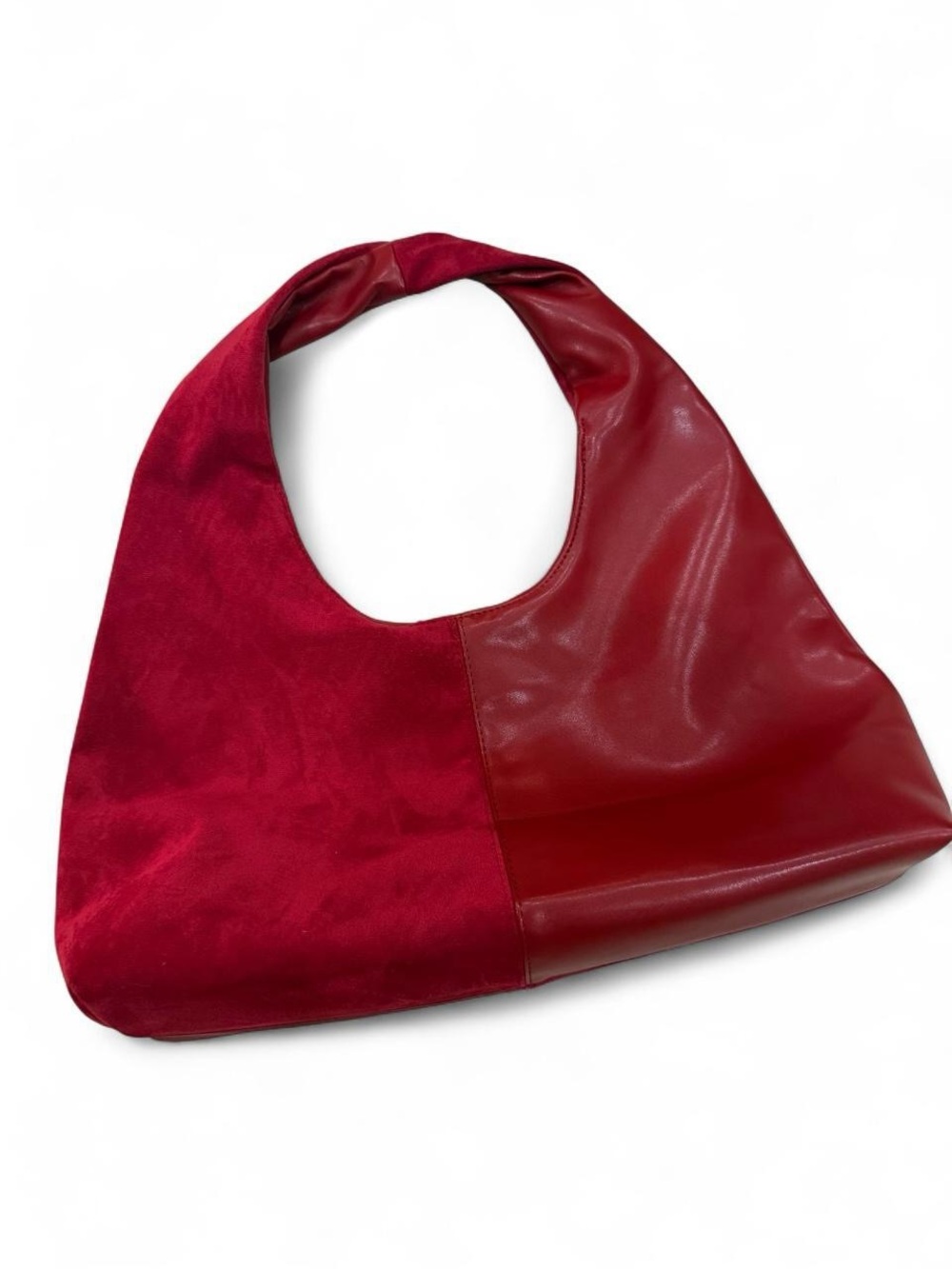 Red Two-Tone Hobo Bag